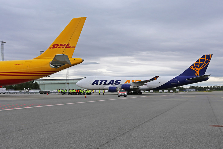 DHL Global Forwarding's new Atlas Air freighter at Oslo Aiport