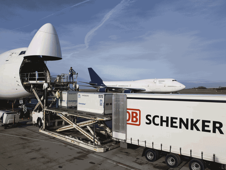 DB Schenker cargo being loaded on B747